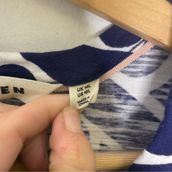 Boden Easy Notch Neck Jersey Dress – Navy/White Geometric Print, Size 10L - Picture 5 of 7